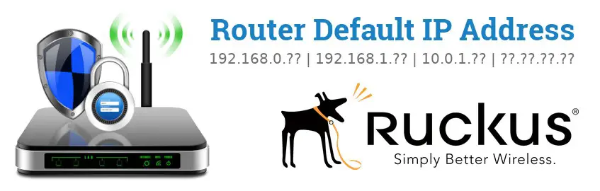 Image of a Ruckus Wireless router with 'Router Default IP Addresses' text and the Ruckus Wireless logo